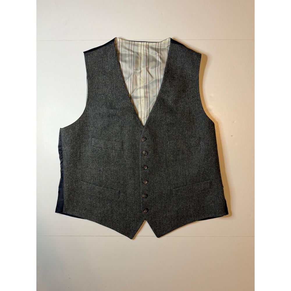 Polo Ralph Lauren Blue Label Wool Cashmere Herringbone Vest Made in Italy 42R